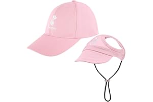 Pawaboo Casquette de Baseball pour Chien, [Parent et Enfant] Ensemble de Chapeau Réglable avec 2 Trous d'oreille et Courroie de Menton pour Chien de Moyenne Taille, M - Rose