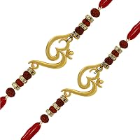 Mahi Combo of Twince Om Rudraksha Designed Rakhis Gold Plated for Brothers (Bracelet) CO1104642GC