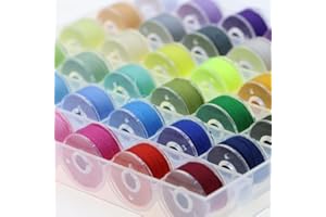 COEAYO 36 pcs Sewing Machine Bobbin Threads with Bobbin Case for Multiple Sewing Machine for Brother/Singer/Babylock/Janome/Elna Embroidery Machine