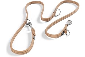 BullyBillows Double Ended Training Dog Lead | Multi-Functional Training Dog Lead | Medium Or Long Length For Obedience Training Or Distance Work | Tan