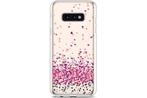 QPOLLY Compatible avec Coque Samsung Galaxy S10e Transparente Ultra Mince Silicone Housse Étui de Protection Clair Design avec Motif Imprimé [Exact Fit] Premium TPU Souple Case Anti-Choc Cover,Coeur C