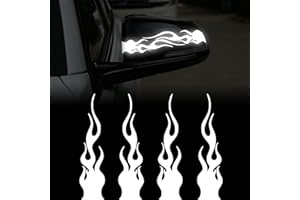 TOMALL 4 pegatinas 15cm reflectantes de para coche vinilo carreras deportes llama para carrito de golf vehículos todoterreno motocicletas monopatín portátil decoración de bricolaje (blanco)