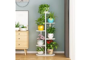 Bee Creative A trendy Luxury Crafts Metal 5 Tier 6 Potted Plant Stand-Multiple Planter Rack Plant Container Stand (102X25X47)