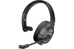 EKSA H1 Cuffie Bluetooth con Microfono [Fino a 57 Ore e 30 Metri di Portata] Cuffie Mono per PC con Riduzione del Rumore AI Mic, Cuffie per Chat Wireless per Autisti di Auto/Home Office/Callcenter