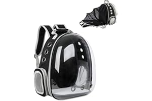 Galatée Cat Backpack, Expandable Clear Pet Backpack, Ventilated Space Capsule Cat Backpack, Portable Puppy Carrier Backpack For Travel Camping Hiking(Black)