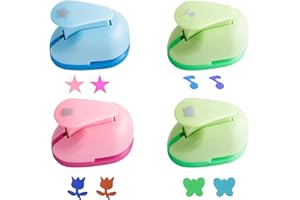 XHYASD Stanzer Kinder Set 4 Stück, Motivstanzer für Kinder, Ausstanzer Papier Basteln, Motivlocher Scrapbooking DIY, Papierstanzer Set für Fotoalbum Karten Handwerk 10mm