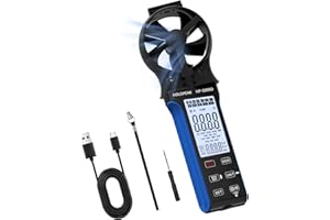 H HOLDPEAK Portable Digital Anemometer CFM Airflow Meter with 270º Rotatable Detector, Handheld Wind Speed Meter Gauge with Touch Button, Waterproof Rechargeable Air Flow Velocity for HVAC Outdoor Sailing