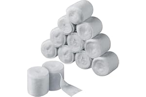 NUANCHU 12 Rolls Cast Padding Individual Pack Soft Cotton Undercast Padding Wrap Use with Plaster Cloth Gauze Bandage for Halloween Wrap Bandage Art, Body Casts, Mask Making, Craft (2 Inch x 8.8 ft)