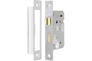 INFINITY DECOR 3 Lever Polished Chrome Mortice Bathroom Lock 65mm, Bathroom Door Lock for Internal and External Doors, Reversible Catch, CE Approved and Fire Rated Protection