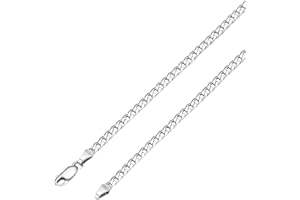 PROSTEEL Men Sterling Silver Chain Necklace Cuban Link Chain for Men, 3MM Width, 18/20/22/24/26/28" Length (Send Gift Box)