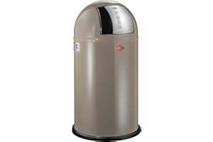 Wesco Pushboy 50L Bin, Steel, Warm Grey (taupe), 40 x 40 x 77.5 cm