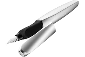 Pelikan 947366 Twist Stylo-plume pour droitier ou gaucher Argenté Plume M