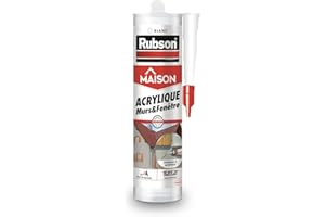 Rubson | Mastic Maison Acrylique Murs & Fenêtres (cartouche de 280 ml) – Mastic acrylique blanc pour intérieur & extérieur – Comble fissure, joint porte et fenêtre