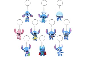 FYDZBSL Stitch Porte-clés Stitch Keychain 10pcs Stitch Keyring Chaîne De Clé Stitch Mini Figurines Porte Clés Keyring Chaîne De Clé Dessin Animé Accessoires Décoration Voiture