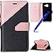 Produktbild Galaxy A3 2016 Lederhülle,Bunt Hülle für Samsung Galaxy A3 2016,MoreChioce Cool Bookstyle PU Leder Wallet Case Klappbar Stand Flip Case Etui für Samsung Galaxy A3 2016 / A310 Schwarz + Rosa Golden