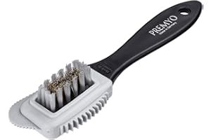 PREMYO Spazzola per Scarpe Scamosciate Efficace Pulizia di Pelli Camoscio Nabuk Velour con Manico Ottone Setole Gommino Contro Polvere e Sporco