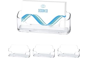 Hcunbsu Acryl Visitenkartenhalter, 4 Stück Visitenkartenständer, Klarer Visitenkartenhalter, Visitenkarten Aufsteller Fasst 40-50 Visitenkarten, für Messestand Büro Kaufhaus Theke