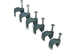 ON1SHELF Clip per fissaggio di cavi, di forma rotonda, con chiodino integrato, dimensione 5 mm, confezione da 50 pezzi