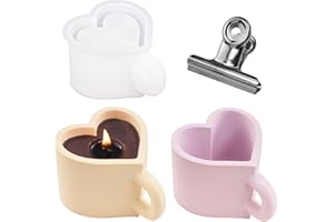 KUNYEAH Heart Cup Resin Mold with Handle Love Shape Mug Silicone Mould Candle Holder Mold DIY Jewelry Storage Case Mold Epoxy Resin Crafts Casting Mould for Candle Soap Candy Home Decor