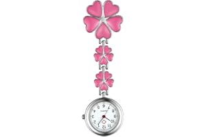 SILVERORA 1 – 5 pezzi orologio da infermiera a forma di cuore, orologio da infermiera, orologio da donna e ragazza, spilla con stetoscopio, spilla da taschino per medico, facile da leggere