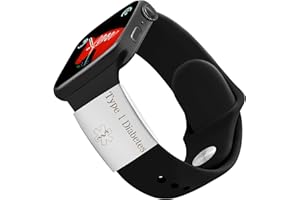 JunyiDIY Type 1 Medical Alert Tag for Watch Band | Laser Engraved Stainless Steel ID Tag for Men Women | Emergency First Aid Wristband Y4313