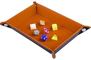 SIQUK Plateau dés à Double Face, Rectangle Pliant en Cuir PU et Porte-dés en Velours Orange pour donjons et Dragons DG Dice Ding et Autres Jeux de Table