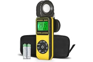 GOYERRNES Luxmeter, Belichtungsmesser Lichtmessgerät Digitales Beleuchtungsstärkemessgerät 0~400.000 Lux Photometer Beleuchtung GR-881D Lux Messgerät Handgerät mit Umgebungstemperatur Intensität