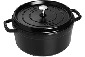 STAUB Cocotte en Fonte Émaillée avec Couvercle, Tous feux dont induction, 4 personnes, Ronde, 24 cm, 3,80 L, 5 kg, Noir Mat