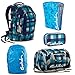 Produktbild satch by Ergobag Blister 5-teiliges Set Rucksack, Sporttasche, Schlamperbox, Regenhaube Blau & Heftebox Blau