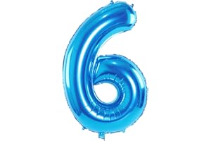 SOWIDE Blue 40 Inch Number 6 Balloon,Large Self Inflating Dark Blue Foil Number Balloons 0-9 for Boys Girls,Digit Six Balloons for 6th Birthday Party Decorations Supplies