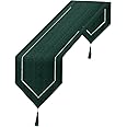 Dark Green Table Runner, 70.8*12.5 inches Table Runner with Tassels, Home Decoration Table Decoration for Dining Room/Restaurant/Banquet/Christmas Decoration
