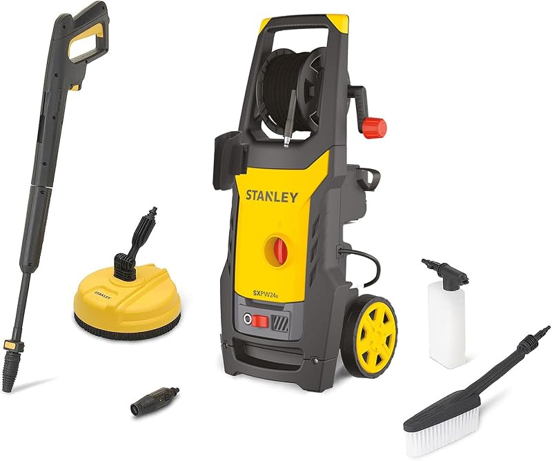 Stanley Idropulitrice SXPW24BX, ad Alta Pressione, per Auto ed Esterni Casa, con Lavapavimenti e Spazzola Fissa, Pressione max. 170 bar, Portata max. 500 l/h, Assorbimento 2400 W