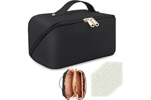 Yokilly Organizador de Maquillaje,PU Neceser Mujer,Bolsa De Viaje Multifuncional Impermeable,Neceser Maquillaje Grande Neceser Viaje Mujer,con 10 Piezas Bolsas De Almacenamiento(Negro)