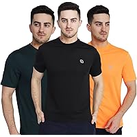 KIPA Casual Wear Dry Fit Brick Knit Plain Sporty Combo Round Neck T-Shirt (Pack of 3)
