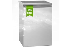 Bomann Frigorifero 133L in acciaio inox VS2185-1-inox, Capacità netta: 133 litri, Illuminazione interna a LED, Controllo continuo della temperatura, 3 ripiani in vetro