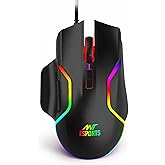 Ant Esports GM320 RGB Optical Wired Gaming Mouse | 8 Programmable Buttons | 12800 DPI I Ergonomic Design with Braided Cable -