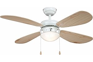 AireRyder Deckenventilator mit Beleuchtung Classic, Gehäuse weiß, Flügelfarbe Pinie, 105 cm