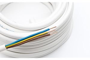 Elpar Câble d'alimentation NYM-J haute performance 3 x 1,5 mm², blanc, robuste, flexible, certifié de sécurité, économe en énergie, longue durée de vie (15 m) pour appareils ménagers et installations