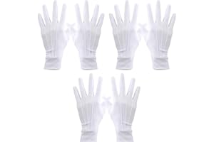 GRUVOX 3 Pairs Unisex Short White Gloves White Gloves Men White Santa Gloves Men Soft Moisturizing Gloves Suitable for Coin Handling Services Formal Guard Police Wedding Formal Tuxedo Jewelry Inspection