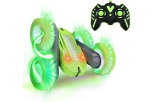 NK Auto Acrobatica telecomandata per bambini, 360 gradi di rotazione, luci LED, ruote in gomma, 15 x 15 x 6 cm, telecomando incluso, batterie incluse, per bambini di età superiore ai 3 anni, colore