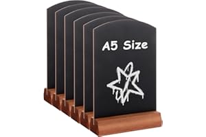 APACALI 6 Pack A5 Chalk Board, 21x15cm Small Chalk Boards with Stands, Double Sided Tabletop Blackboard, Menu Board for Weddings Birthday Parties