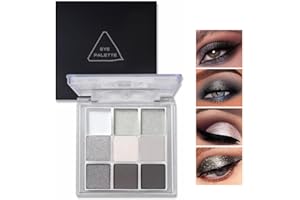 MORNERY Smokey Eye Shadow Palette - Black Smokey Grey Silver Glitter Shimmer Eye Shadow / 9 Colors Cool Toned Matte Pigmented Halloween Goth Eye Makeup Palette (Smokey)