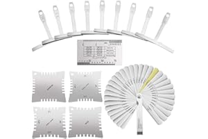 Gobesty Linijka do gitary z narzędziami pomiarowymi, 15 sztuk wraz z promieniem podstrunnicy w kształcie litery T, nacięty miernik promienia podstrunnicy, linijka do pomiaru strun i stalowego