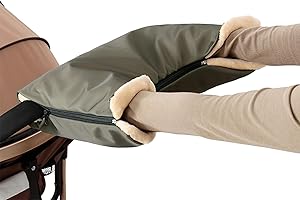 JIAHG Winter Pram Hand Muff Gloves Thick Fleece Lined Pushchair Hand Warmer Mittens Mitts Windproof Waterproof Baby Carriage Handmuffs Stroller Warm Muffs Gloves Accessories (Army Green)