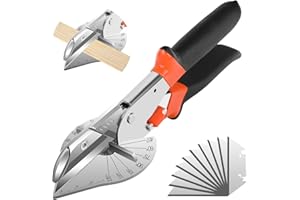 DINGBLUE Miter Shears - 45 to 135 Degree Multi Angle Trim Cutter, Gasket Shear for Cutting Soft Wood, Plastic, PVC and More, Including 10 Spare Blades