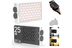 Luz de Video LED, ZHIYUN CINEPEER CM25 25W Luz de Cámara LED con batería de 2000mAh, Regulable 2700-6200K con Difusor de Silicona, TLCI 97+ CRI 96+ para Vlogging, TikTok, Fotografía Retrato