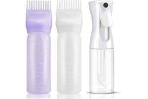 SUZMEI 3 PCS Plastic Hair Dye Oil Applying Applicator with Graduated Scale, Root Comb Applicator and Continuous Spray Bottle, 200ml(white)