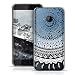 Produktbild LetiStore HTC U11 Life Hülle - Handyhülle aus Silikon – Mandala Design Color - Henna Muster Blumen TPU Handy Case Bumper Backcover - Blau Weiß