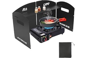 GEEKHOM Camping Stove Windscreen Outdoor Windshield Steel Foldable Wind Blocker with Storage Bag – for Gas/Butane Stoves, Campers, Hikers, Picnickers in Hiking & Backpacking