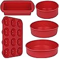 5 In1 Nonstick Silicone Baking Moulds Bakeware Set with Round Cake Molds Kit, Bread Loaf Tin, Rectangle Muffin Trays, Silicone Cake Moulds for Baking